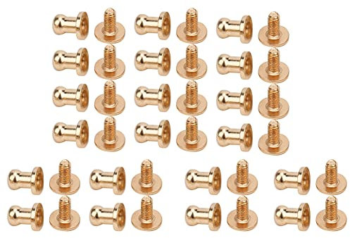 Spikes for Crafts 20 Sets Screw Nail Rivet Copper Round Head Stud Spot Screwback for Bracelet Bag Clothes Shoes Belt Decoration Bag Metal Feet,Bottom Studs Bag(和尚头金色7*5mm)