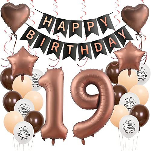 Luftballons 19 Geburtstag Mädchen Deko Set,Deko 19. Geburtstag Mädchen,Folienballons 19 Geburtstag Mädchen Dekoration,Geburtstagdeko 19 Jahre Geburtstag Mädchen Ballon 19 Geburtstag deko Mädchen