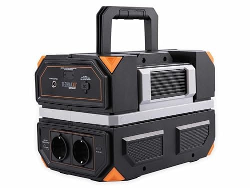 Technaxx 600W Powerstation mit 2X 230V Steckdose, 6X USB, 2X DC 12V, 1x DC Zigarettenanzünder 504Wh Akku Kapazität für Outdoor, Camping – Reine Sinuswelle tragbare Power Station Stromspeicher TX-202