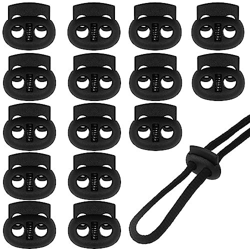 Thinp 15 Stück Kordel Stopper mit 2 Loch,Kordelstopper Kunststoff,Gummikordel Stopper,Kordelklemme Kordelschlösser,Zugkordel Stopper,Schnur Rutsche,Federschnurschlösser,für Kordelzug Kleidung Paracord