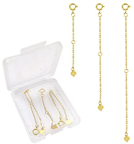 TOAOB 3 Stück 925 Sterling Silber Kettenverlängerung Extender Ketten Gold 5cm 8cm 10cm Armband Verlängerungskette für Schmuckherstellung