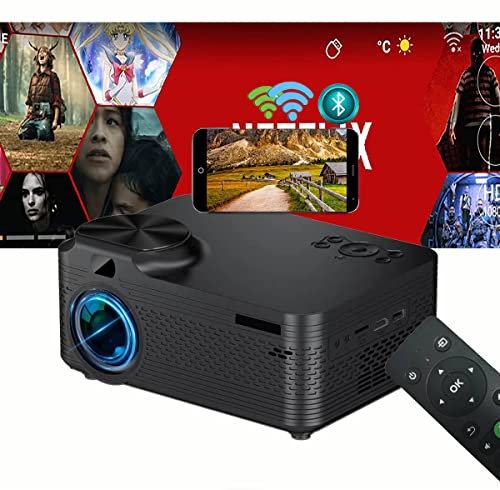 Mini Projector 4K Full HD Portable Movie Projector 1080p Supports for Kids Gift, Home Cinema, TV/Smartphone/USB/TF Card/iOS/Android/WiFi Portable Project (Black)