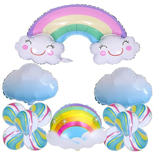 Zwwsullo Regenbogen Quasten Luftballons regenbogen ballon Lächelnde Quasten Luftballons Regenbogen ballon Geburtstagszahl regenbogen party Aluminium Folie sonne ballon folienballon regenbogen