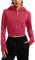 CRZ YOGA Women's Fleece Zip Up Jackets Full Zip Workout Cropped Hoodie Casual Long Sleeve Sweat Jacket with Thumb Holes Pomegranate 10