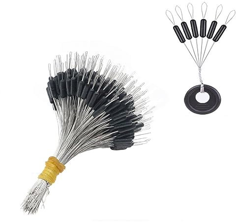 Angeln Bobber Stopper - 300 STK Schwarze Gummiperlen Gummiperlen Stopper Schnurstopper Zubehör für Angelschnüre 0.2#-5.0# [Groß]
