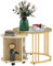 HOMCOM Set 2 Tavolini da Salotto Rotondi con Design Impilabile, 4 Ripiani Inferiori e 4 Ruote, Ø60x47 cm e Ø40x42 cm, Color Oro e Rovere