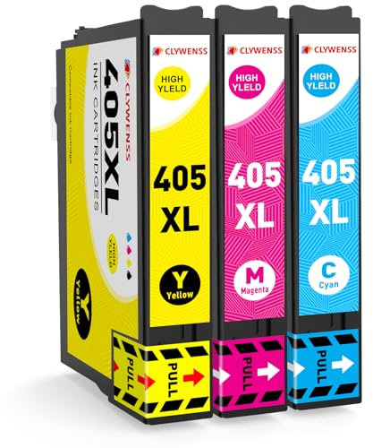Clywenss 405 XL Druckerpatronen Kompatibel mit Epson 405XL Farbe für Workforce Pro WF-4830DTWF WF-4830 WF-4820 WF-3825 WF-3820 WF-4825 WF-7840 WF-4820DWF 3825DWF 3820DWF 4825DWF Patronen, 3er-Pack
