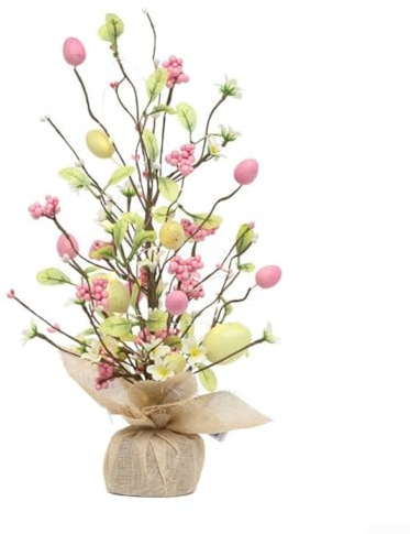 SPORTARC Ostereierbaum, LED Leuchtender Dekorativer Baum, Osterei Innen Tischdeko Baum für Wohnzimmer Schlafzimmer (C), ca. 45 cm