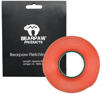 Bearpaw Products Befiederungsklebeband doppelseitig | 18,3 m Rolle | für Naturfedern auf Holz-, Carbon- & Alupfeile | Pfeilbau Zubehör | Made in Germany