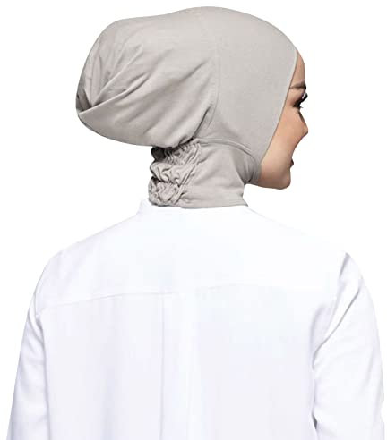 Kopftuch Damen, Frauen Undercap Hijab Unterschal Hijab, Islamische Muslimische Unterschal Hijab Cap mit Tie Back Closure Solid Color Unter Schal Hijab Mütze Turban Kopfbedeckung Chemo (Grey, One Size)