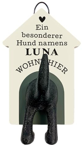 History & Heraldry Personalisierte Leinenhalter für Hunde als Leinenparkplatz, für Hundegarderobe o. als Wanddeko Hunde Accessoires (Luna)