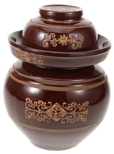 Alipis Lot de 1 Bocal à Cornichons en Argile avec Couvercle pour Choucroute Design Rétro Facile à Nettoyer pour La Maison L'hôtel Le Dortoir