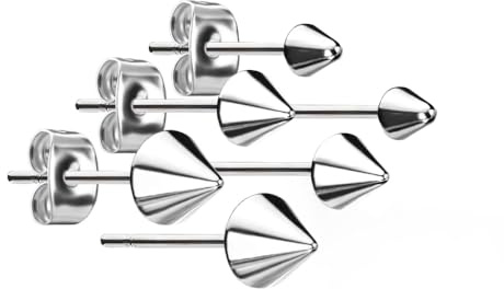 Treuheld® Ohrstecker mit Spitze/Kegel | 3 Farben | 3 Größen