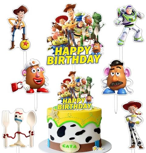 7 Pcs Story Geburtstag Tortendeko, Story Kinder Kuchen Dekoration, Story Theme Torte Deko, Story Cake Toppers, Cupcake Toppers Junge und Mädchen, Geeignet für Kinder Geburtstage und Baby Partys