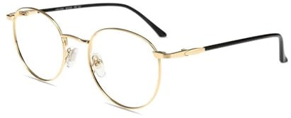 Firmoo Blue Light Blocking Reading Glasses 2.25 Women Men, Round Metal Frame Reading Computer Glasses Anti Glare Eyestrain, Light Tinted Blue Light Glasses with Magnification Gold