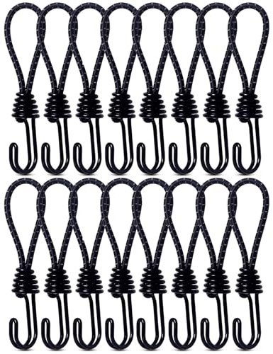 Gummibänder mit Haken, 16 Stück Spanngummi Gummispanner Expander Gummiband Gummi Spanngurte Planenspanner mit Haken Expanderhaken für Zelte Banner Netze Camping, 16cm