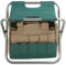 plplaaoo Rucksack-Hocker, robuste Klapphocker-Tasche, verschleißfester Gartensitz aus 600D-Oxford-Stoff, multifunktionales Gartengeräte-Set mit Abnehmbarer Aufbewahrungstasche für Camping (Silber)