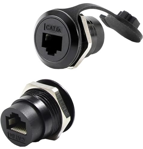 PENGLIN 2 Stück RJ45 CAT6A Geschirmte Buchse zu Buchse Adapter | RJ45 8P8C Cat5/5e/6/6A 8P8C Ethernet LAN Einbaubuchse, RJ45 CAT6A Panel Mount Adapter