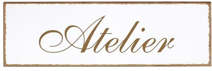 Dekolando Deko Türschild - Atelier - Schild 150 x 50 mm - Schilder Türschilder Namensschilder Wohnung selbstklebend Holzschild Tür Holzschilder