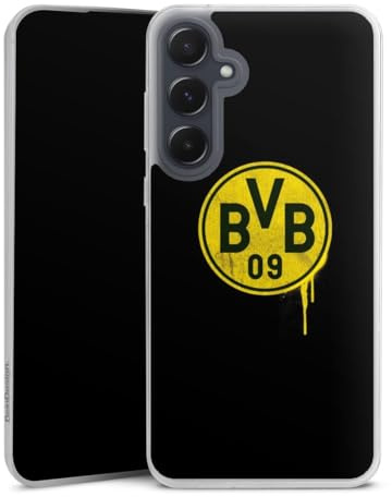 Slim Case kompatibel mit Samsung Galaxy A 55 5G Silikon Handyhülle transparent Hülle extra dünn Borussia Dortmund BVB Offizielles Lizenzprodukt