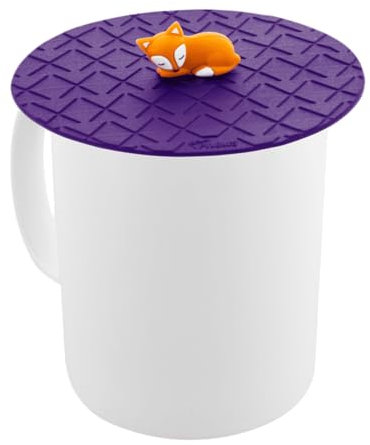 PYLONES, Deckel für Becher – Sleepy Fox aus Silikon, 10 x 4 cm