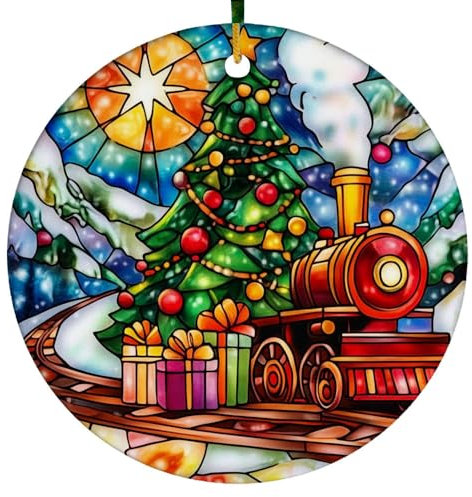 Runde Weihnachtsbaumschmuck Baumschmuck „Polarexpress“ Weihnachtsbaum Deko Keramik Weihnachtsdekoration Coole Weihnachtsdeko Für Wände Bars Weihnachtsbaum