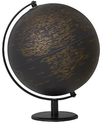 TROIKA Globus Ø 25 cm PLANET Globus schwarz matte Meere & goldfarbene Landflächen, schwarzer Metallfuß, weicher Filzboden bewegliche Achse - im hübschen Karton ideal zum Verschenken