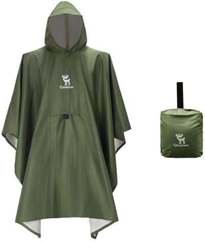 Qunature Wasserdicht Regenponcho, 3 in 1 Multifunktional Regenmantel Fahrrad Wiederverwendbar Regenjacke mit Kaputze für Herren Damen Outdoor Camping Wandern