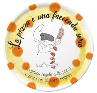 ROSE & TULIPANI Piatto pizza in porcellana con Pulcinella ChePizza D32 cm 6 varianti(1pz) GIALLO