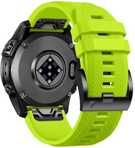 Laffav Kompatibel mit Garmin Fenix 7 Armband/Fenix 7 Pro/Fenix 6/Fenix 6 Pro/Fenix 8 47mm, 22mm QuickFit Silikon Ersatz Sportarmband für Garmin Instinct 2/Epix Pro Gen 2/Forerunner 965,Limette
