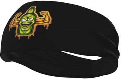 Stirnbänder mit Cartoon-Figuren und starker Bierflasche für Damen und Herren, feuchtigkeitsableitendes, sportliches Schweißband für Basketball, Laufen, Fitnessstudio