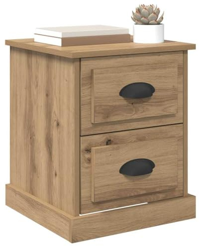 vidaXL Bedside Cabinet Artisan Oak 39 x 39 x 47.5 cm Engineered Wood, Rustic Nightstand, Compact Bedside Table, Storage Organizer, Functional Bedroom Furniture, Modern Design, Engineered Wood
