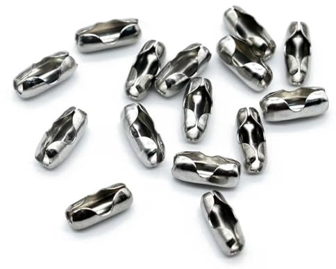 PXAMORTEL Metallkugelkette, Edelstahl-Kugelketten mit Verschlüssen, 1,5–8 mm, Stahlfarbe, for DIY-Schmuck(Clasp 5mm 50pcs)
