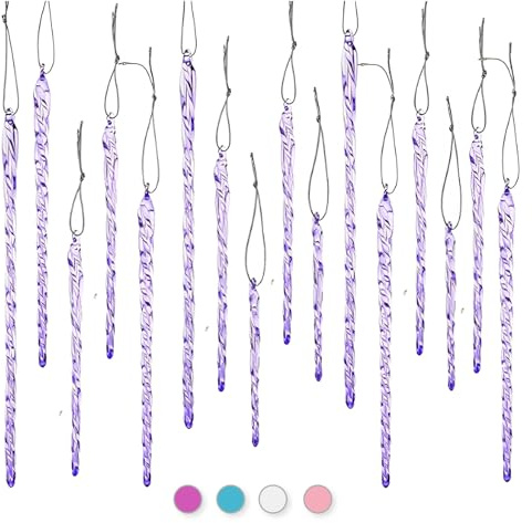 36 pcs, 4 & 6 Inches, Glass Icicle Ornaments for Christmas Tree Decor, Premium Twisted Hanging Icicles, Winter Wedding & Holiday Party Decorations