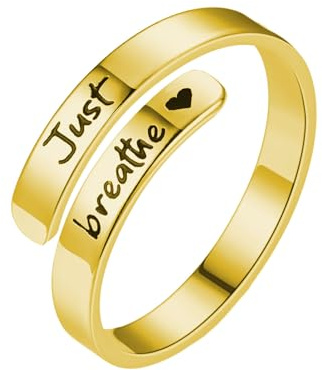 Limtula Open Adjustable Rings Letter Pattern Jewelry Stainless Steel Texture Suitable for Fashion Lover Present Stainless Steel Rings