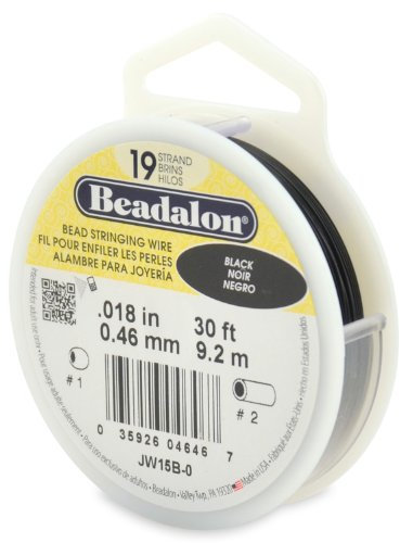 Beadalon - Rocchetto di Fil di Ferro a 19 Fili, Lunghezza 9,2 m, Diametro 0,46 mm, Colore: Nero