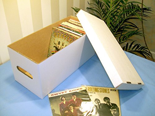 recordboxxx 7 SINGLE WHITE STORAGE BOXES X2 - EACH HOLDS 180-200 RECORDS!