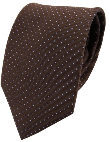TigerTie Designer Seidenkrawatte in braun blau hellblau gepunktet