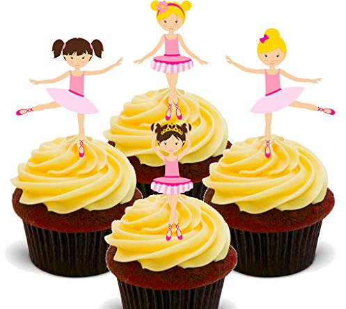 Ballerinas/Ballet Dancing, Edible Cupcake Toppers - Stand-up Wafer Cake Decorations (Pack of 12)