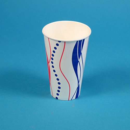 2500 Pappbecher Papptrinkbecher Trinkbecher Colabecher Kaltgetränkebecher Ausschankbecher 0,2l 200ml, Retro blau weiß rot, mit Eichstrich, PE Beschichtet, lebensmittelecht, Qualität Made in Germany