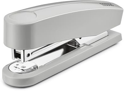 NOVUS Heftgerät B2 (25 Blatt Heftleistung, Oberlademechanik, Metallgerät mit Kunststoffmantel, inkl. 200 Heftklammern) grau