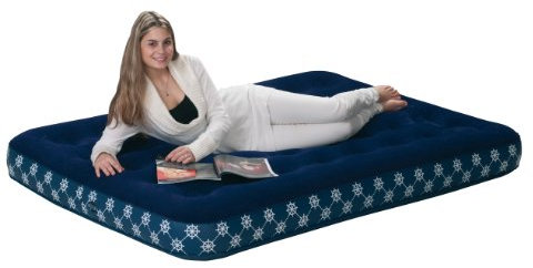 Friedola 13255 Luftmatratze mit integrierter Pumpe, beflockt, 1 Stück, Blau