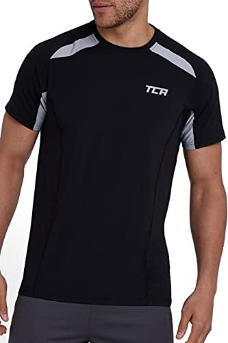 TCA Quick Dry T Shirt Gym Top for Men Short Sleeve Running Top Mens Gym Clothes Sports Active wear, Lightweight Breathable Moisture Wicking Clothing - Black, XL