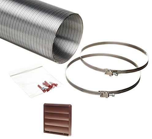 Universal 150mm Cooker Hood Ducting Kit Semi Rigid Aluminium 152mm Internal Diameter Hose Length 3.0 Metre with Brown 4 Flaps Gravity Grille