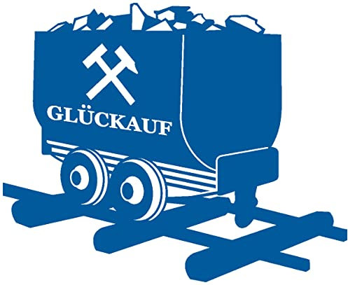 Samunshi® Glück Auf Lore Wandtattoo Gelsenkirchen Bottrop Ruhrpott Ruhrgebiet Schalke Oberhausen 60 x 49cm enzian