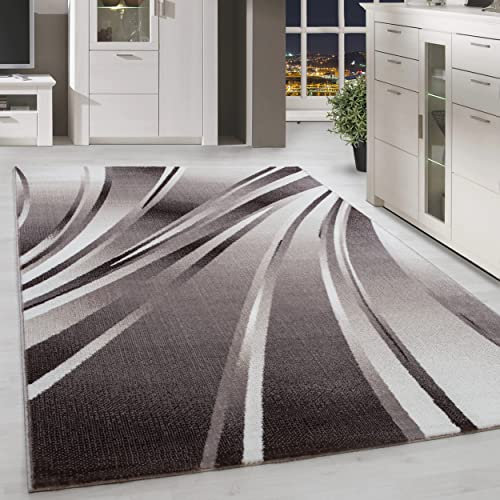 HomebyHome Teppich Wohnzimmer 120x170 cm Rechteckig Braun Kurzflor Abstrakt Design - Teppich Schlafzimmer, Esszimmer, Küche Flauschiger Extra Weich Tepich Waschbär Einfache Reinigung
