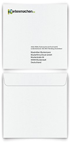 40 x Personalisierte Briefumschläge Quadrat 155 x 155 mm - Weiß individuell bedruckt mit Logo