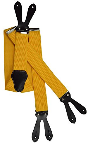 Olata Y Hosenträger zum Knöpfen – extra breite Hosenträger – 4 cm. Gelb