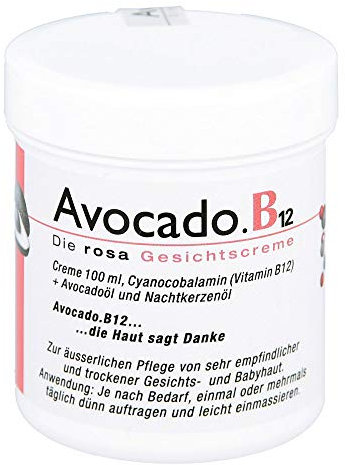Avocado.B12 die rosa Gesichtscreme mit Vitamin B12 bei Neurodermitis und trockener Haut, 100 ml