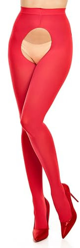 GLAMORY Damen 60 Ouvert Strumpfhose, 60 DEN, Red, 4XL (60-62)